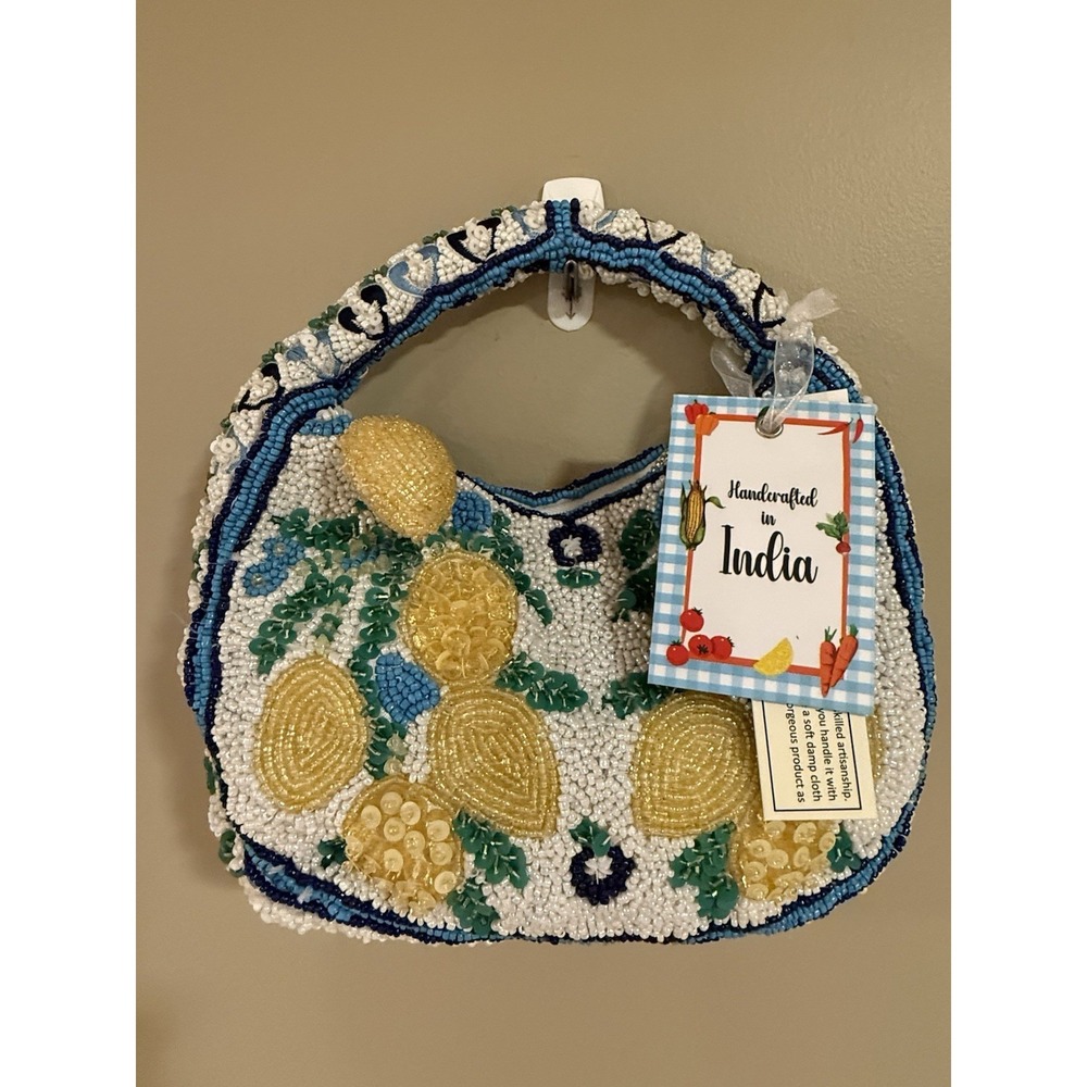 New Release Handcrafted‎ in India Blue Lemon Vine Beaded Bag Viral TikTok